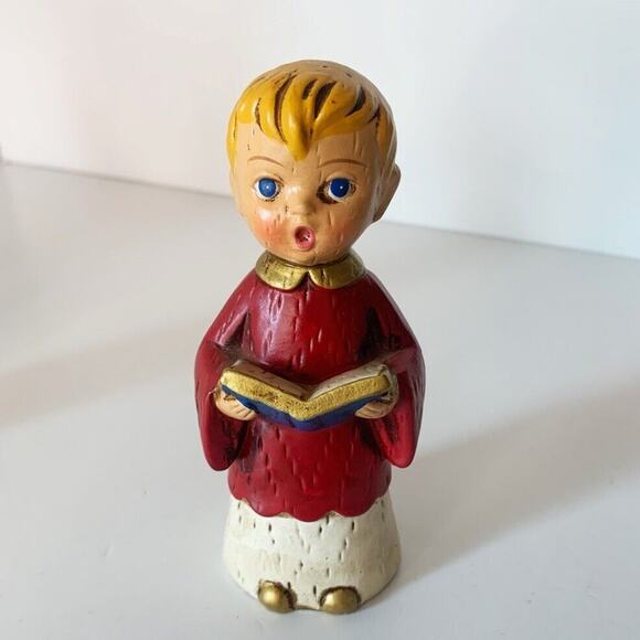 Vintage Chalkware Choir Boy Figurines Set of 2 Children Figurines Christmas Sing - Picture 6 of 8